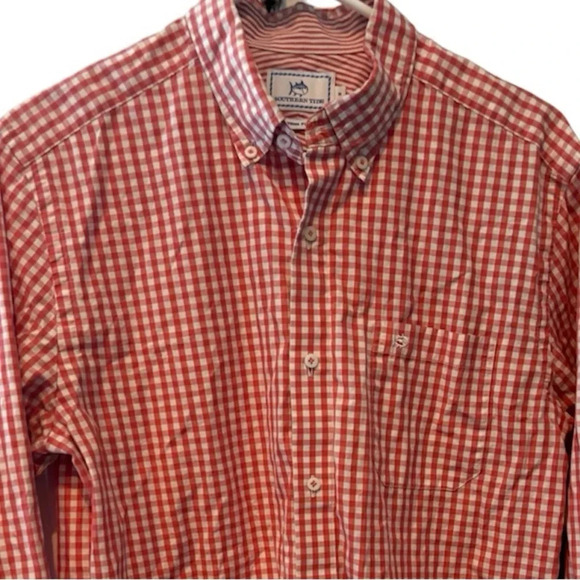 SOUTHERN TIDE EUC MENS ORANGE WHITE TOP SHIRT WINTER FALL EVENT SZ M TRIM FIT - Picture 3 of 5